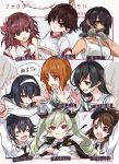  +++ 6+girls :d ahoge amaretto_(girls_und_panzer) anchovy anzio_school_uniform arm_up asymmetrical_bangs bangs beret black_cape black_eyes black_hair black_headwear black_neckwear black_ribbon blouse braid brown_eyes brown_hair cape character_name clenched_hand closed_mouth commentary crossed_arms dirty dirty_face dress_shirt drill_hair elbow_rest emblem eyebrows_visible_through_hair frown girls_und_panzer gloves green_hair grey_gloves gym_shirt gym_uniform hair_ribbon hairband half-closed_eye half_updo hat holding hoshino_(girls_und_panzer) isobe_noriko isuzu_hana kondou_taeko leaning_forward long_hair long_sleeves looking_at_another looking_at_viewer medium_hair motion_blur multiple_girls neckerchief necktie nishizumi_miho ooarai_school_uniform open_mouth pepperoni_(girls_und_panzer) raised_fist red_eyes reizei_mako ribbon riding_crop rubbing_eyes school_uniform serafuku shirt short_hair short_sleeves side_braid sleepy smile smirk smug t-shirt tank_top translated twin_drills twintails twitter_username v-shaped_eyebrows volleyball white_blouse white_hairband white_shirt wrench yuuyu_(777) 