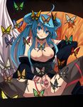  ahoge bad_id bad_pixiv_id blue_eyes blue_hair breasts bug butterfly choker clitoris collarbone cum cum_in_pussy cumdrip highres insect long_hair medium_breasts original penguin_caee pussy pussy_juice smile solo spread_legs spread_pussy thighhighs twintails uncensored urethra 