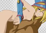  black_magician_girl blonde_hair censored dark-skinned_male dark_magician_girl dark_penis duel_monster green_eyes handjob interracial penis penis_grab yu-gi-oh! yuu-gi-ou_duel_monsters 