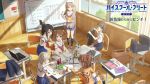  6+girls artist_request badge bag beret black_hair black_shirt blue_eyes blue_skirt bottle braid brown_eyes brown_hair chair classroom commentary_request computer day desk hat high_school_fleet highres holding_clothes indoors irizaki_mei laptop long_hair misaki_akeno multiple_girls munetani_mashiro neckerchief nosa_kouko official_art pleated_skirt ponytail purple_eyes red_eyes red_neckwear sailor_collar school_bag school_desk school_uniform serafuku shiretoko_rin shirt short_hair short_sleeves side_braids silver_hair sitting skirt standing tape_dispenser tateishi_shima twin_braids twintails two_side_up white_headwear white_sailor_collar white_shirt whiteboard window yokosuka_girls_marine_high_school_uniform 