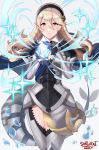  1girl absurdres armor artist_name black_hairband closed_mouth corrin_(fire_emblem) corrin_(fire_emblem)_(female) fire_emblem fire_emblem_fates hairband highres huge_filesize long_hair pointy_ears red_eyes sarukaiwolf simple_background smile solo white_background white_hair 