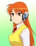  1girl android blush crossover humagear_headphones kamen_rider_01_(series) long_hair long_sleeves look-alike orange_eyes orange_hair robot_ears school_uniform serio solo to_heart ueyama_michirou 