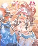  angry areolae blue_eyes breasts brown_hair covered_nipples gen_5_pokemon hat mimonel nipples open_mouth oshawott pokemon pokemon_(creature) pokemon_(game) pokemon_bw see-through shirt short_shorts shorts sweat tepig touko_(pokemon) touya_(pokemon) translation_request vest wet wet_clothes wet_shirt wristband 