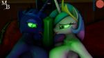 16:9 3d_(artwork) anthro arthropod breasts changeling digital_media_(artwork) double_titfuck equid female friendship_is_magic group group_sex hi_res horn licking mammal masterbrony mind_control my_little_pony oral penile penis penis_lick princess_celestia_(mlp) princess_luna_(mlp) queen_chrysalis_(mlp) sex sibling sister sisters threesome titfuck tongue tongue_out unicorn 