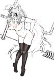  2015 anthro black_and_white camiod canid canine clothing drain female hi_res legwear mammal monochrome nude pipes solo thigh_highs 