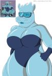  2019 absurd_res anthro breasts cape clothed clothing common_hippopotamus digital_media_(artwork) eyewear female gloves goggles h2olga handwear hi_res hippopotamid klr-rio lips mammal nickelodeon smile solo the_fairly_oddparents thick_bottom_lip water wide_hips 