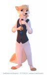  anthro arctic_fox black_tie_(suit) blue_eyes brown_body brown_fur canid canine clothing fox fur hi_res leto_(letodoesart) letodoesart male mammal necktie solo suit 