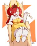  barefoot chair disney feet female foot_focus furniture hair hekapoo hi_res howsplendid humanoid_feet humanoid_pointy_ears red_hair soles star_vs._the_forces_of_evil teasing throne toes 