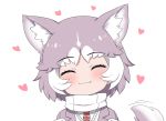  &lt;3 2019 animal_humanoid blush bust_portrait canid canid_humanoid canine canine_humanoid cute_fangs dog_humanoid eyes_closed female fur grey_body grey_fur grey_hair hair happy human_and_animal_ears humanoid inner_ear_fluff kemono_friends mammal mammal_humanoid multi_ear multicolored_hair multicolored_tail mutt_(kemono_friends) portrait ransu_33 short_hair simple_background smile solo tailwag tuft white_background white_body white_fur white_hair 