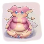  ambiguous_gender audino blush ecru nintendo obese overweight pok&eacute;mon pok&eacute;mon_(species) simple_background sitting solo video_games 