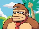  2019 animated ape brown_eyes cloud day donkey_kong_(character) donkey_kong_(series) fur haplorhine linkerluis male mammal necktie nintendo outside primate reaction_image signature solo tree video_games 