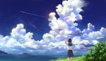  animal bird clouds grass m.b original scenic school_uniform short_hair signed sky summer water 