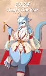 absurd_res anthro breasts clothed clothing dragon female hi_res open_mouth panties pupils smile son2j thick_thighs underwear