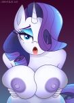 absurd_res anthro areola bedroom_eyes big_breasts breasts equid equine eyelashes female friendship_is_magic hair hair_over_eye hasbro hi_res holding_breast horn lennonblack looking_at_viewer mammal my_little_pony narrowed_eyes nipples one_eye_obstructed pupils rarity_(mlp) seductive unicorn