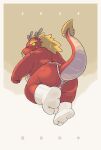 2024 anthro asian_clothing belly big_belly biped butt clothing cute_fangs dragon east_asian_clothing eastern_dragon flappydog fundoshi hi_res holidays japanese_clothing kemono new_year overweight red_body solo underwear white_clothing white_fundoshi white_underwear