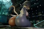 3d_(artwork) anthro beanie big_breasts big_butt breasts butt calico_cat clothing digital_media_(artwork) domestic_cat ear_piercing epic_games eyelids felid feline felis female fish_hook_piercing fortnite fur half-closed_eyes hat headgear headwear hi_res huge_butt looking_at_viewer looking_back looking_back_at_viewer mammal meatroza meow_skulls_(fortnite) multicolored_body multicolored_fur narrowed_eyes nipples piercing raised_tail rear_view sitting solo tail thick_thighs yellow_eyes