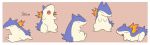 2017 absurd_res ambiguous_gender blue_body blue_fur border chibi feral fire fur generation_2_pokemon hi_res multiple_images nintendo open_mouth orange_background pokemon pokemon_(species) simple_background solo tan_body tan_fur temitess typhlosion white_border