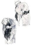  1boy 1girl aoharuto gegege_no_kitarou hetero highres hug husband_and_wife iwako_(gegege_no_kitarou) japanese_clothes kimono long_hair medama_oyaji medama_oyaji_(human) short_hair simple_background 