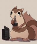 2023 biped blush brown_body brown_fur eating feral food fur furret generation_2_pokemon hi_res ke_mo_suke kemono nintendo pokemon pokemon_(species) simple_background solo