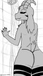 anthro asriel_dreemurr asriel_dreemurr_(god_form) bathing black_sclera butt fur goated hi_res male shower shower_head showering solo undertale undertale_(series) white_body white_fur