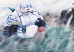 anthro bear breasts cock_transformation genitals hi_res hot_spring league_of_legends male mammal muscular nipples onsen penis primodrago riot_games solo transformation volibear water