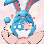 &lt;3 1:1 5_fingers absurd_res aka_leopard azumarill blue_body blue_tail blush blush_lines bodily_fluids disembodied_hand duo eyes_closed faceless_character faceless_human faceless_male featureless_feet featureless_hands feet female fingers first_person_view generation_2_pokemon genital_fluids hand_on_cheek hand_on_stomach hi_res human human_penetrating human_pov interspecies long_ears lying male male/female male_pov mammal markings motion_lines multicolored_body nintendo nude on_back on_model open_mouth open_smile penetrating_pov penetration penile penile_penetration penis_in_pussy pink_background pokemon pokemon_(species) pokephilia rabbit_ears red_inner_ear round_body sex simple_background small_nose smile sweat tail tongue two_tone_body vaginal vaginal_fluids vaginal_penetration white_body white_markings