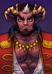  1boy abs animal_ears another_eidos-r bara beard brown_hair bulge coat colored_skin curled_horns demon_boy facial_hair full_beard horns horse_boy horse_ears huge_eyebrows jewelry large_pectorals looking_ahead male_focus mature_male monster_boy multicolored_hair multiple_horns muscular muscular_male navel navel_hair necklace nipples pectorals pencil_mustache pink_skin short_hair sideburns solo stalon_(another_eidos) stomach streaked_hair thick_beard thick_thighs thighs topless_male tosyo510 tusks upper_body very_hairy white_hair yellow_horns 