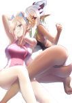  ass cameltoe horns kujuu_shikuro pointy_ears swimsuits yuri 