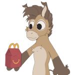 2024 anthro brown_body brown_fur cheek_tuft digital_media_(artwork) facial_tuft fur gloves_(marking) happy_meal head_tuft hi_res holding_object mammal mangoyena markings simple_background smile solo tuft white_background