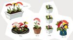  absurdres fish_(food) food food_focus fried_egg fusion gunkanmaki highres inarizushi kaname_(emanalc) makizushi nigirizushi no_humans omelet original plant planter potted_plant shrimp sushi tamagoyaki translation_request vase white_background 