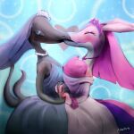 &lt;3 absurd_res anthro anthro_on_anthro askalarts black_body clothed clothing dress duo eyelashes eyes_closed female female/female generation_7_pokemon hand_holding hi_res kissing lovander nintendo pal_(species) palworld pink_body pokemon pokemon_(species) salazzle wedding wedding_dress