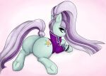 absurd_res big_butt bubble_butt butt clothing coloratura_(mlp) cutie_mark equid equine female feral friendship_is_magic hair hasbro hi_res hooves horse huge_butt jacket long_hair looking_at_viewer looking_back mammal my_little_pony on_ground pony solo topwear unknown_artist