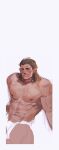  1boy abs absurdres baldur&#039;s_gate baldur&#039;s_gate_3 bara dungeons_and_dragons feet_out_of_frame halsin highres lehmann looking_at_viewer male_focus mature_male medium_hair muscular muscular_male navel navel_hair negative_space nipples pointy_ears seductive_smile sketch smile solo sparse_chest_hair stomach thick_eyebrows 
