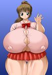  blush cleavage gigantic_breasts impossible_shirt nipples plump school_uniform smile tetsujinex 