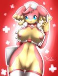  anthro audino bellybutton big_breasts blue_eyes breasts collar cute fang female front furry looking_at_viewer medical midriff mn_xenx mnxenx001 mouth_open needle nintendo nipples nude nurse pink_body pok&#233;mon pok&#233;morph pokemon pussy shiny solo standing syringe tabunne uniform video_games 