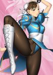  bun_cover cameltoe chinese_clothes chun-li crotch kansuke legs long_legs pantyhose pelvic_curtain short_hair solo street_fighter thick_thighs thighs 