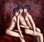  3boys brothers cantebury incest kuroshitsuji male male_focus multiple_boys nipples nude purple_hair red_eyes siblings thompson timber triplets yaoi 