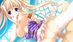  1girl blonde_hair blue_eyes blush breasts censored crown game_cg himukai_kyousuke large_breasts lieselotte_schreiber nipples owari_naki_natsu_towa_naru_shirabe penis pussy sex solo_focus thighhighs 