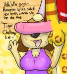 animal_crossing anthro aroused ball_fondling ball_grab balls big_balls bodily_fluids can&#039;t_see_the_haters canid canine canis clothing domestic_dog drooling duo erect_nipples felid female fondling genitals gesture hand_gesture klutzatdusk leonardo_(animal_crossing) looking_at_viewer maddie_(animal_crossing) male male/female mammal meme nintendo nipple_outline nipples nipples_visible_through_clothing pantherine penis penis_on_face saliva shirt tank_top tiger tongue tongue_out topwear v_sign