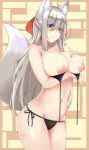  animal_ears bikini breast_hold breasts kitsune nipples sogaya swimsuits tail 