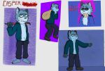 anthro chadzadd claws clothed clothing colored cookie crowbar eating fluffy food hi_res hoodie male mammal model_sheet paws procyonid raccoon simple_background smug_expression sneaky tools toony topwear
