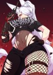  1girl animal_ear_fluff animal_ears asymmetrical_clothes asymmetrical_gloves black_gloves black_pants black_skirt breasts bright_pupils brown_gloves crop_top discordia_(vtuber) fangs fox_ears fox_girl fox_tail from_below gloves grey_hair gun hair_over_one_eye handgun highleg highleg_leotard highleg_panties highres holding holding_gun holding_weapon large_breasts leotard mismatched_gloves navel open_mouth panties pants pclle2 red_eyes second-party_source see-through see-through_leotard single_fishnet_legwear single_pantsleg skirt solo tail thigh_strap torn_clothes torn_pants underwear vfleet virtual_youtuber weapon white_pupils 