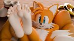 2024 3d_(artwork) anthro barefoot blue_eyes canid canine digital_media_(artwork) feet foot_focus fox fur hi_res male mammal miles_prower multicolored_body multicolored_fur nude orange_body orange_fur sega smile soles solo sonic_the_hedgehog_(series) twintails3d two_tone_body two_tone_fur white_body white_fur
