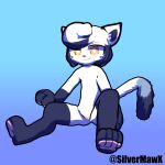 (character) 1:1 anthro blush body_blush cute_pose felid feline female furry genitals hi_res invalid_tag kemono mammal pawpads paws pussy pussy_blush seabird_(yonkagor) silvermawx(artist) solo square_eyes yonkagor(copyright) yonkagor_(character)