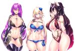  animal_ears bikini cleavage heterochromia horns megane phantasy_star_online_2 swimsuits tattoo thighhighs yutazou 