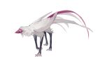  animal_focus creature feathered_wings feathers highres kamikiririp monster no_humans original pink_claws solo white_background white_eyes white_feathers white_wings wings 