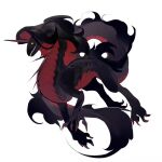  black_hair black_skin chinese_commentary claws colored_inner_hair colored_skin commentary_request full_body fur-tipped_tail horns mane monster multicolored_hair no_humans original red_hair sharp_teeth simple_background single_horn solo teeth white_background yellow_eyes yulei_yuuuuu 