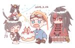  animal_on_head bandaid bandaid_on_face bare_shoulders birthday_cake black_fur black_hair black_shirt black_vest blonde_hair blue_eyes blue_shirt cait_sith_(ff7) cake cape cat cat_on_head chibi cid_highwind clawed_gauntlets cloak closed_eyes confetti cropped_torso cropped_vest crown dated dog_tags facial_hair final_fantasy final_fantasy_vii final_fantasy_vii_advent_children food gloves goggles goggles_on_head happy_birthday headband holding holding_cake holding_food holding_party_popper long_hair mini_crown nitoya_00630a on_head open_mouth own_hands_together party_popper red_cape red_cloak red_eyes red_headband shirt short_hair single_glove smile stubble two-tone_fur vest vincent_valentine white_fur white_gloves wristband yuffie_kisaragi 