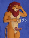 anthro balls disney erection felid genitals humanoid_genitalia jace_apollo lion male mammal nude pantherine simba_(the_lion_king) solo the_lion_king
