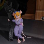 1:1 3d_(artwork) absurd_res anthro blender_(software) blonde_hair blue_eyes chip_&#039;n_dale_rescue_rangers clothing digital_media_(artwork) disney doublestuffed eyewear_on_head female gadget_hackwrench hair hand_on_hip hi_res holding_object long_hair mammal mouse murid murine pink_nose purple_clothing rodent solo tools wrench